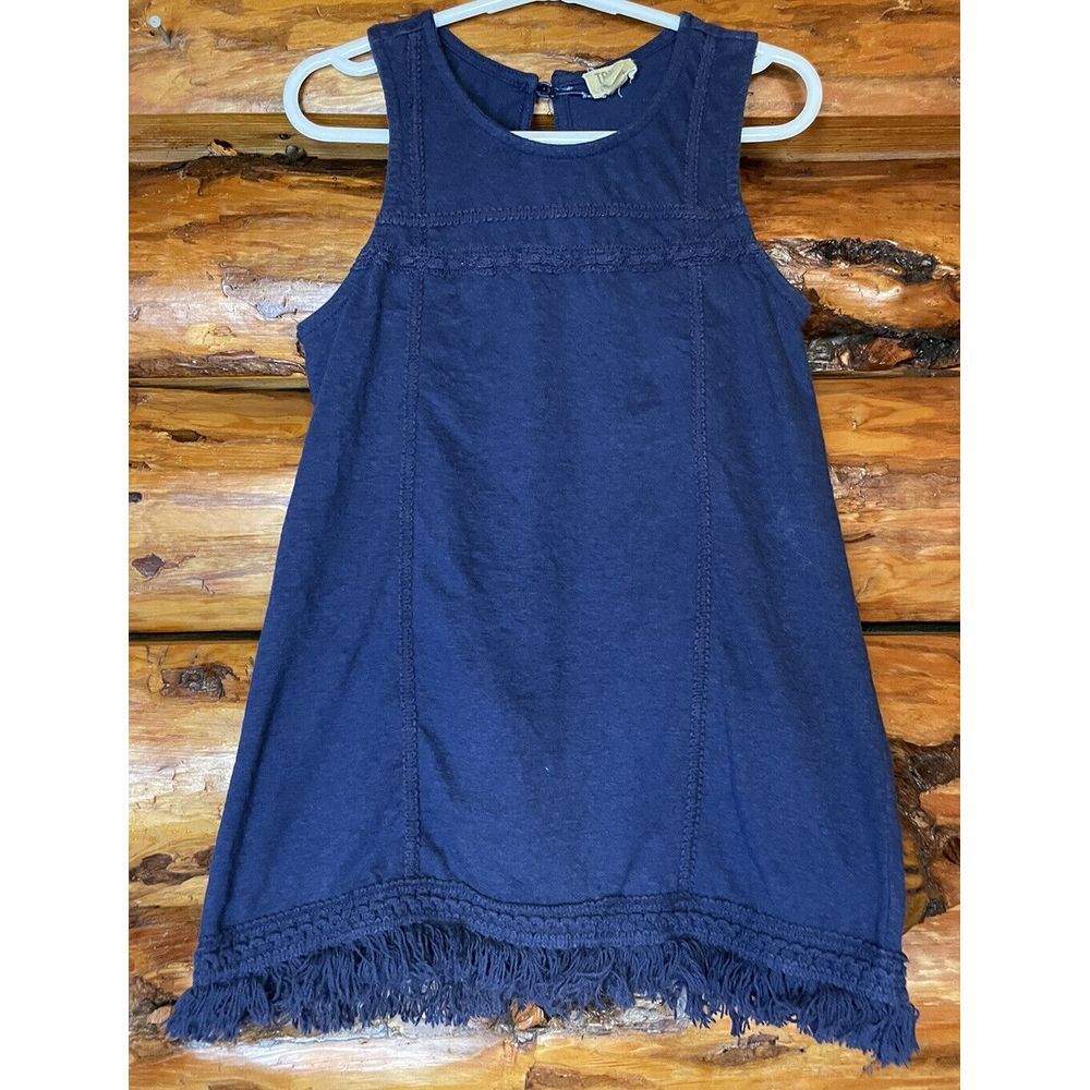 True Craft Navy Sleeveless Top With Fringed Detail Girls Size‎ Small